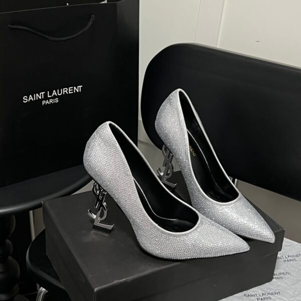 YSL Opyum Crystal Embellished Pumps Silver - Heels