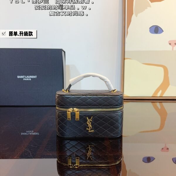 YSL Vanity Case Black/White Leather - Bag