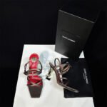 YSL Cassandra Sandal Brown/Red – Scarpe con tacco