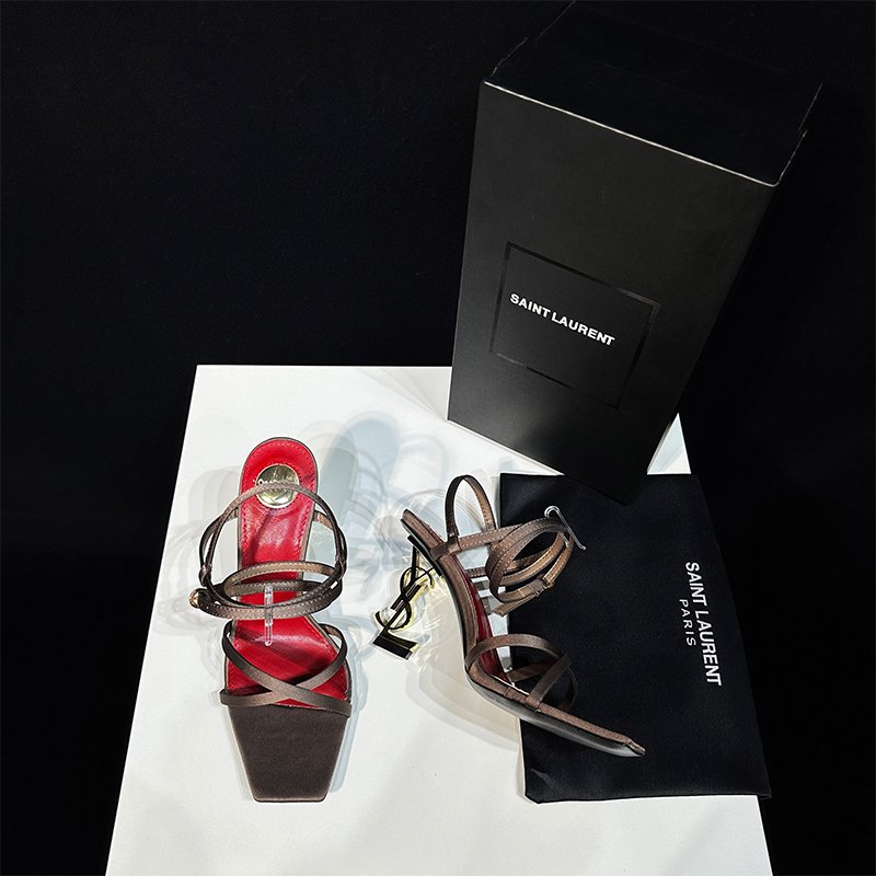 YSL Cassandra Sandal Brown/Red - Heels - Image 2