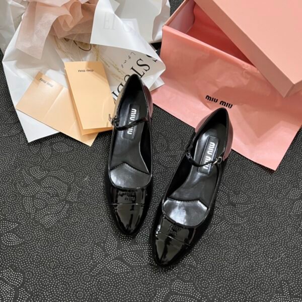 MIU Patent Leather Mary Jane Ballet Flats - Shoes