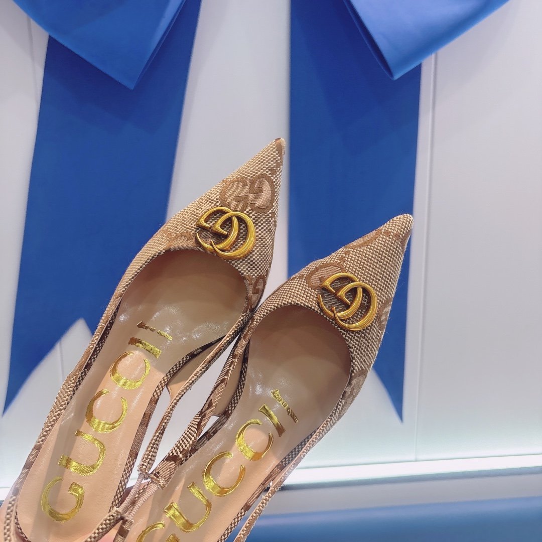 GG Double G Slingback Pump Beige GG Canvas - Heels - Image 6