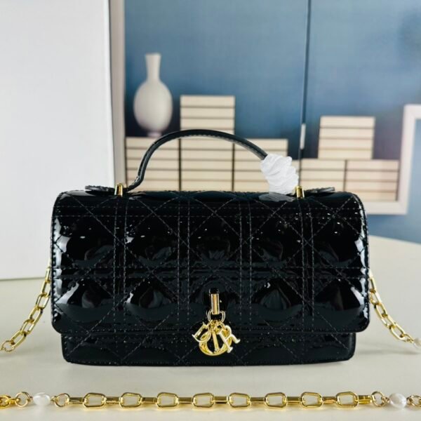 CD Lady CD Pearl Black Patent Leather - Bag