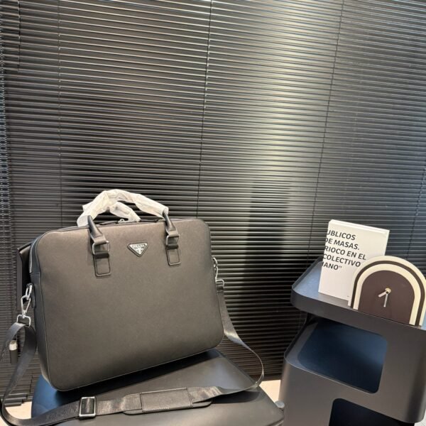 PR Saffiano Leather Briefcase Black - Bag