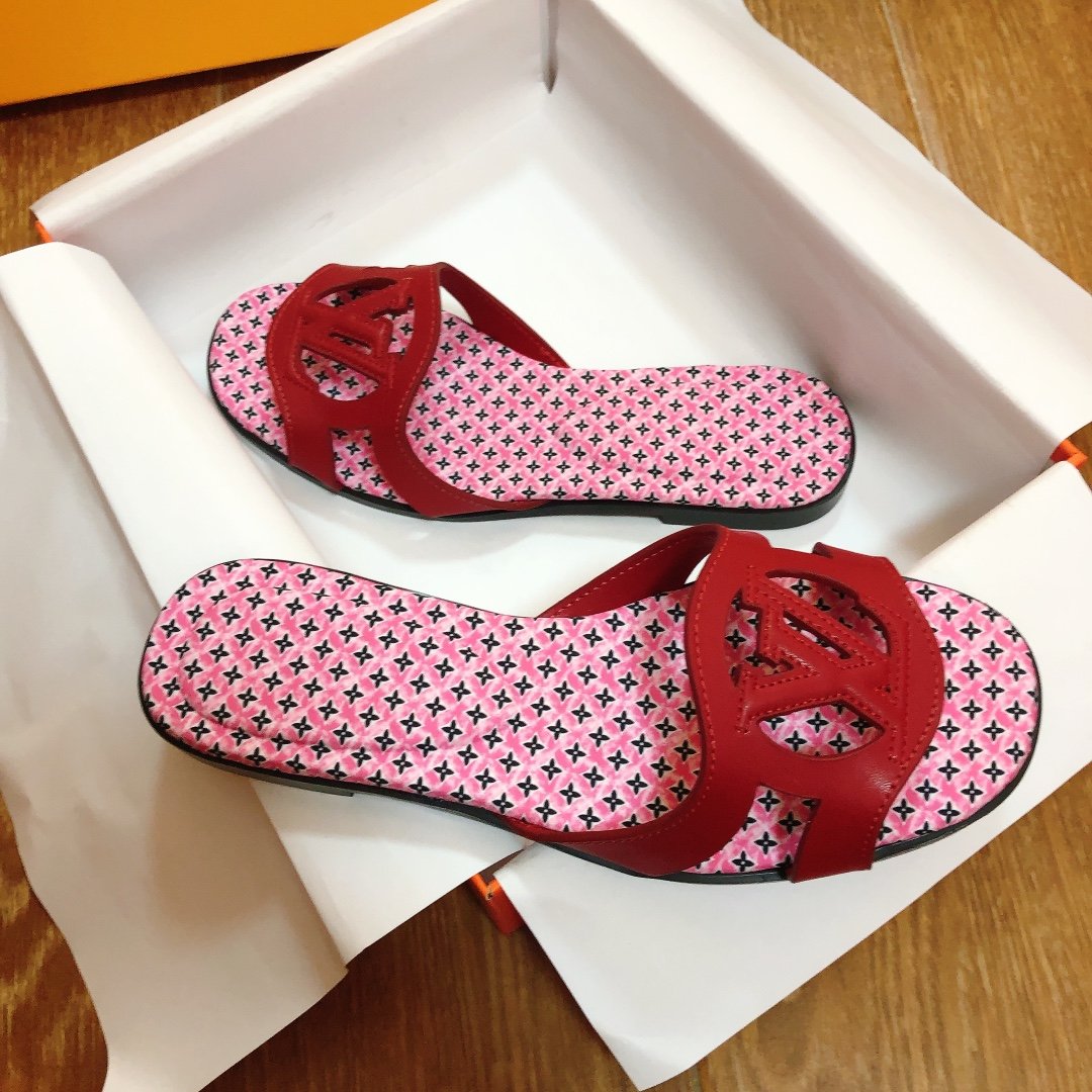 LV Paseo Flat Comfort Mule Red/Monogram - Slides - Image 8