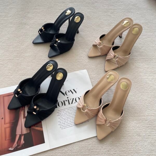 YSL Opyum Heels Black/Beige Leather - Heels