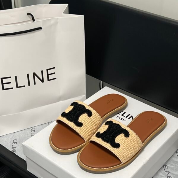 CEL Triomphe Raffia Slides - Slides