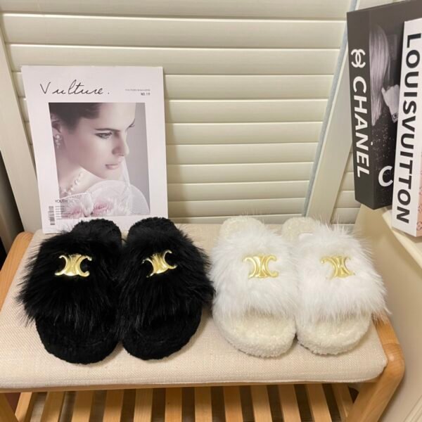 CEL Triomphe Shearling Slides - Slides