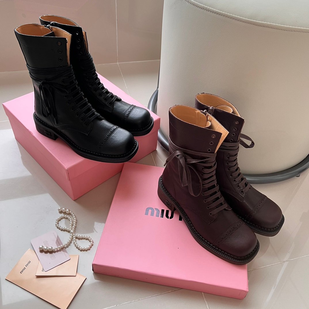 MIU Combat Boots Black Leather - Boots - Image 4