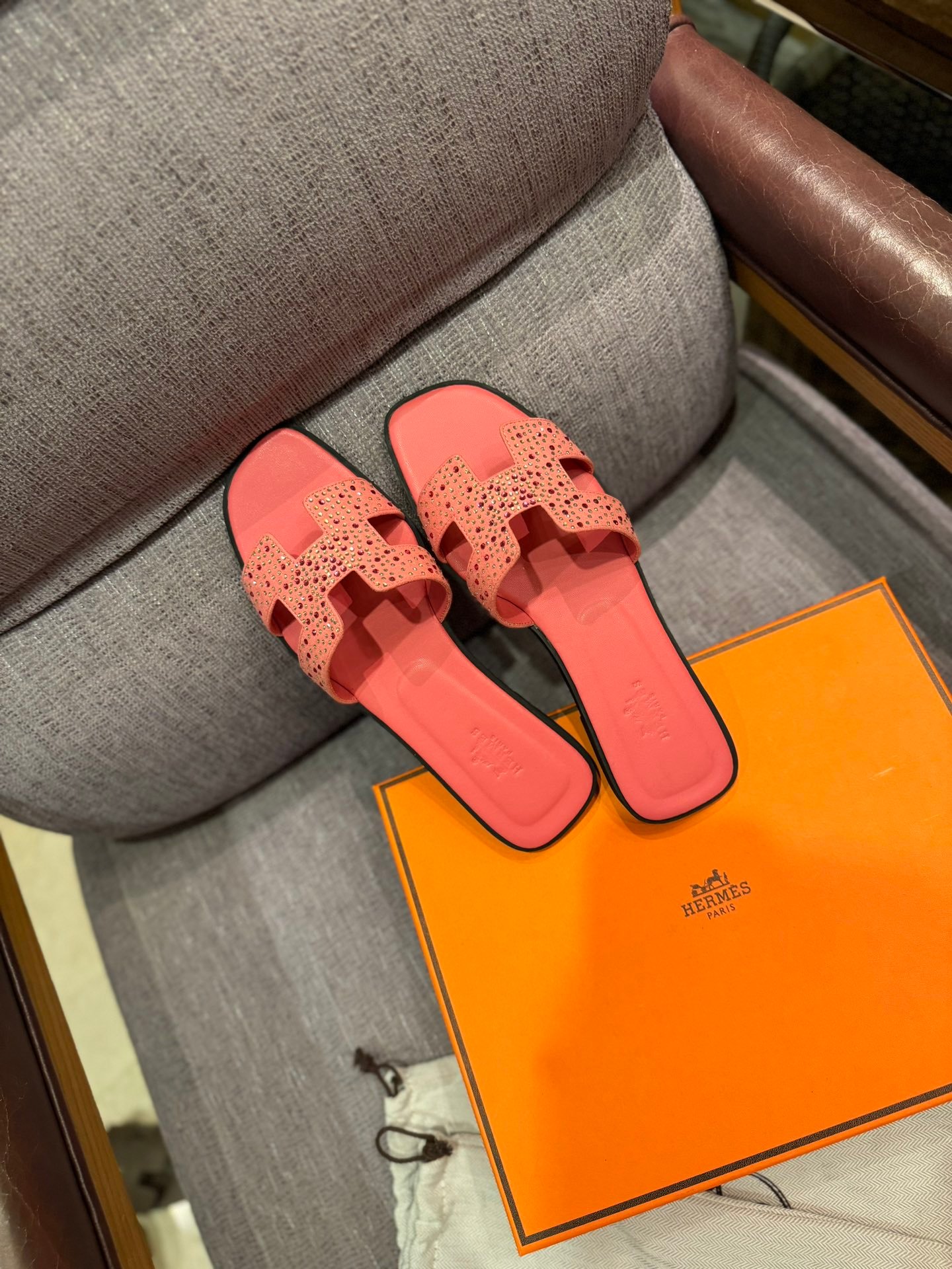 HM Oran Sandals Pink Leather - Slides - Image 3