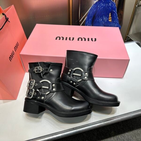 MIU Buckle Ankle Boots - Boots