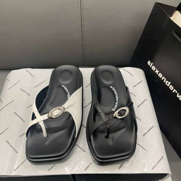 AMQ Metal Buckle Thong Sandals - Sandals