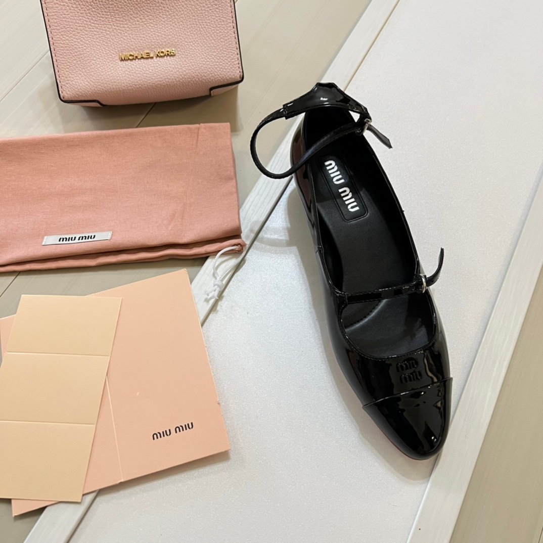 MIU Patent Leather Mary Jane Ballet Flats Black Patent Leather - Shoes - Image 8