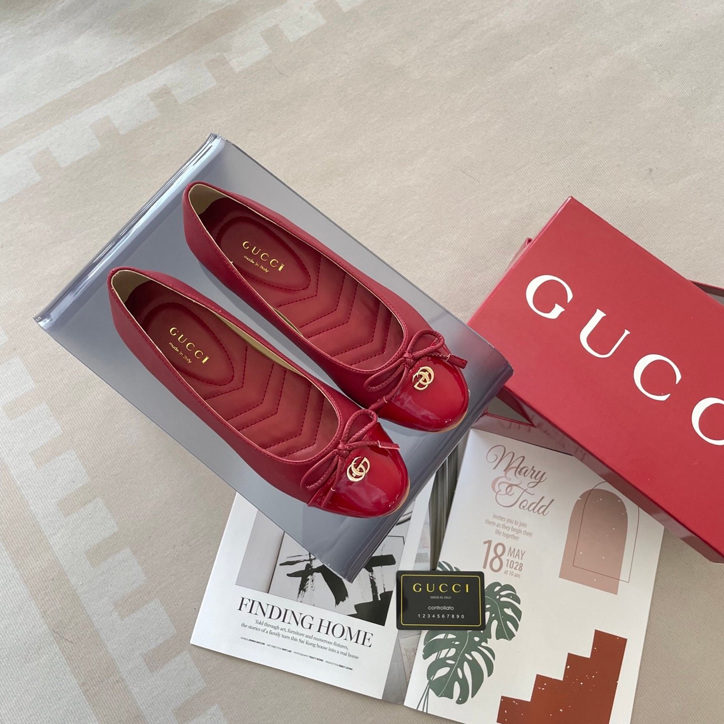 GG GG Marmont Ballet Flats Red Patent Leather - Shoes
