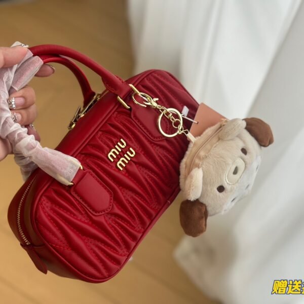 MIU Matelassé Mini Bag Red/Brown Leather - Bag