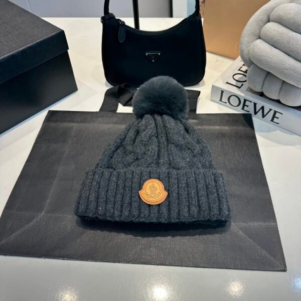 MCL Cable Knit Beanie Grey Wool - Hat