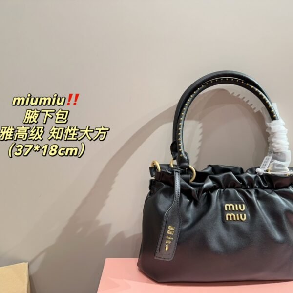 MIU Wander Matelassé Black Leather - Bag