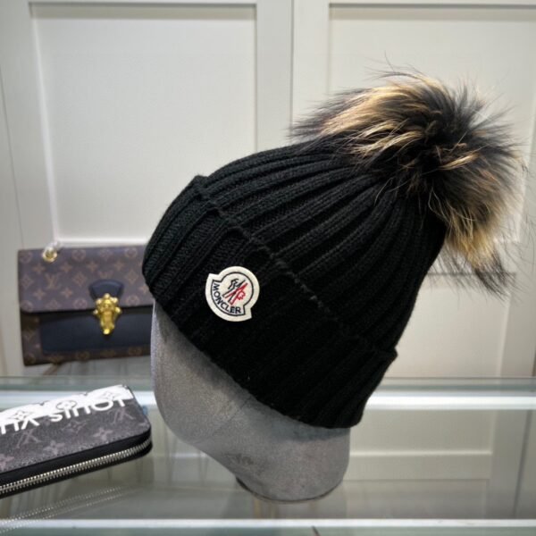 MCL Pom Pom Beanie Black Wool - Hat