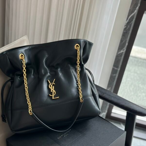 YSL Icare Maxi Shopping Bag Black/White/Beige Leather - Bag