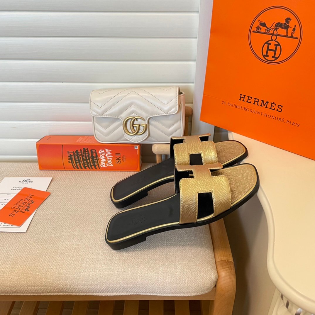 HM Oran Sandals Gold Leather - Sandals - Image 3