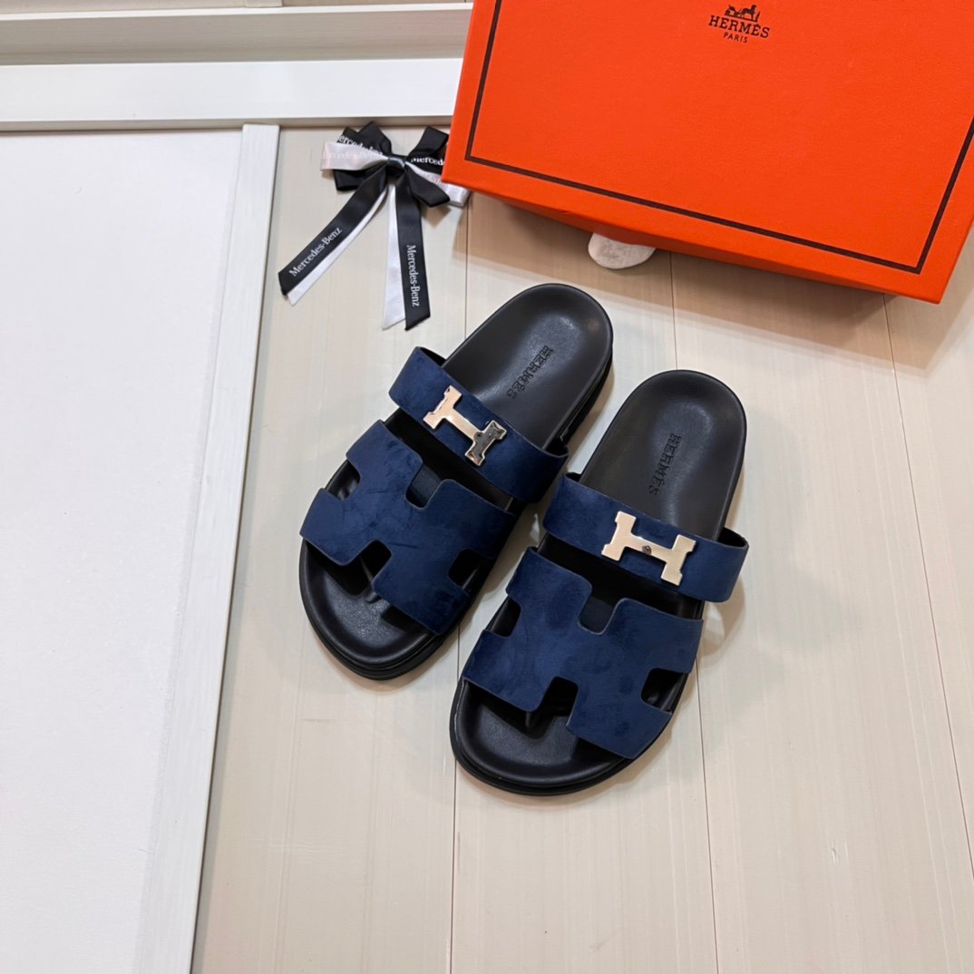 HM Izmir Sandals Blue Suede - Slides - Image 2