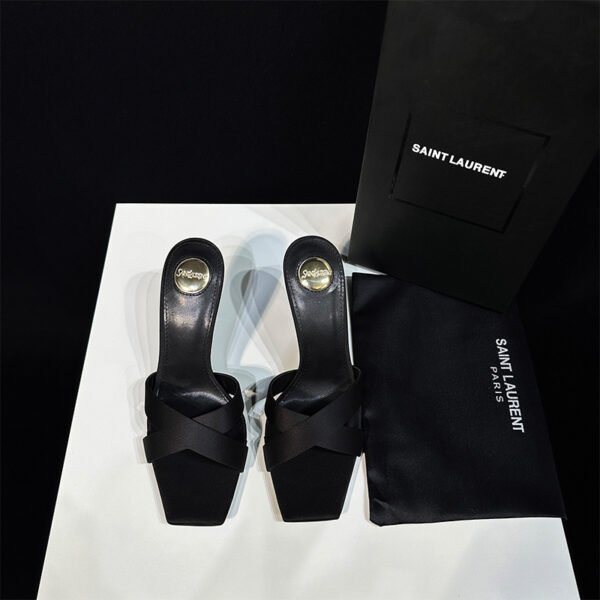 YSL Tribute Sandals Black Leather - Heels