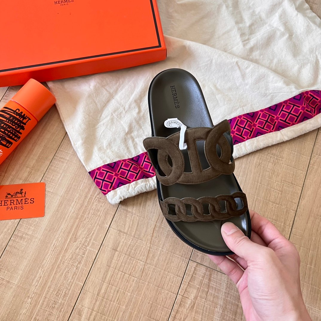 HM Chypre Brown Suede - Slides - Image 5