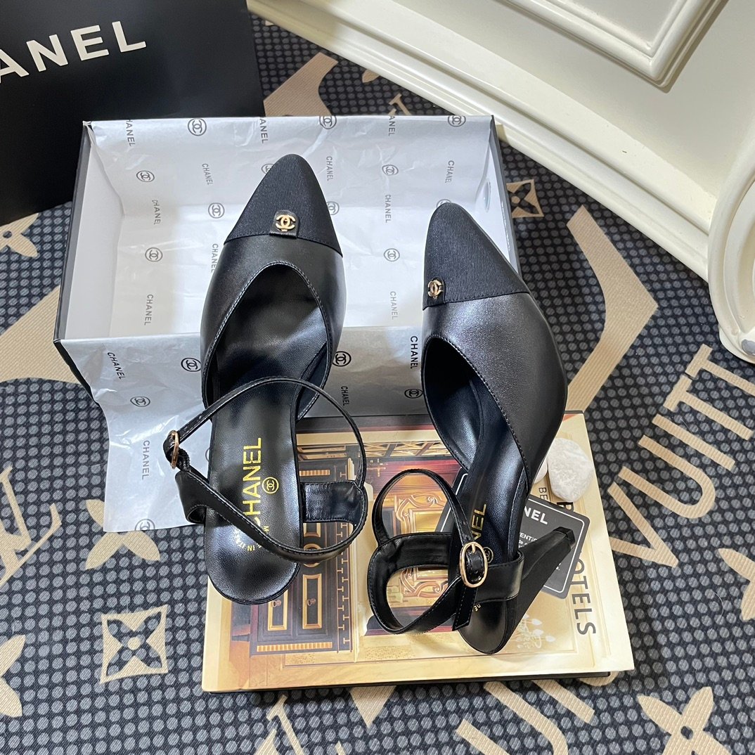 CC Slingback Pumps Black Satin - Heels - Image 4