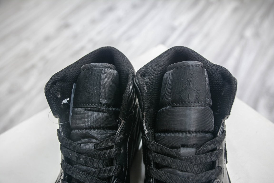 NK Air Jordan 1 Mid Triple Black Black Leather - Sneakers - Image 8