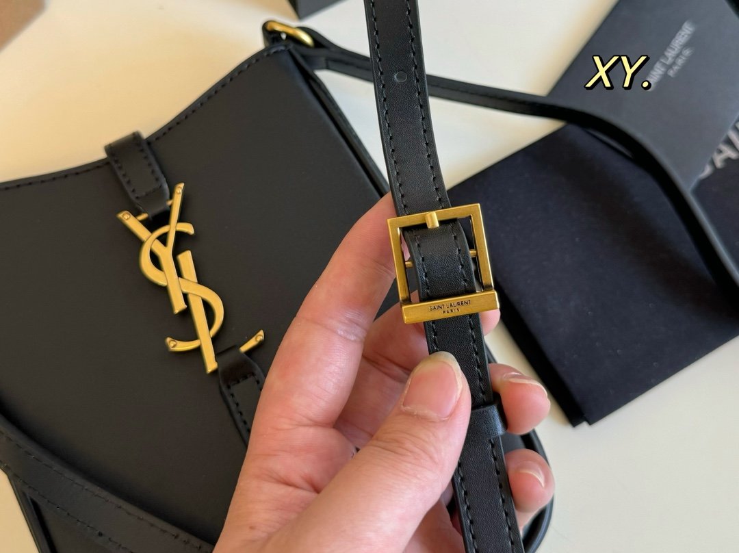 YSL Monogram Phone Holder Black Leather - Bag - Image 8