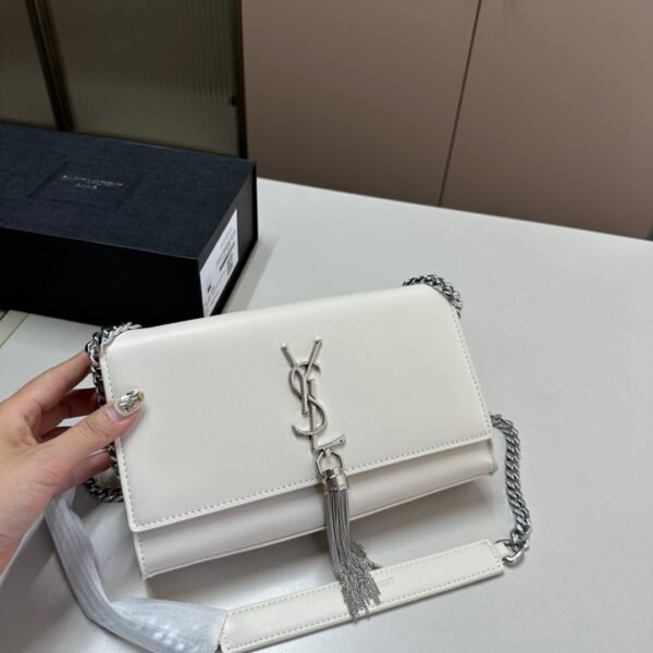 YSL Kate Tassel White/Black Leather - Bag