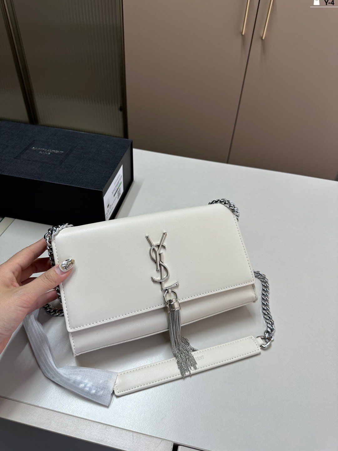 YSL Kate Tassel White/Black Leather - Bag
