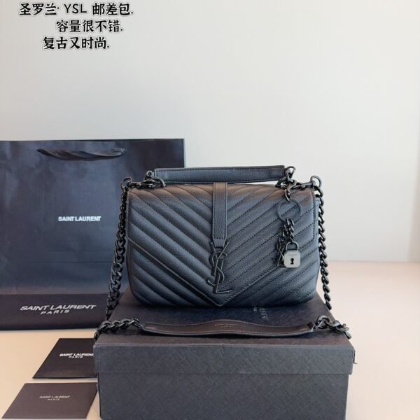 YSL College Medium Black Leather - Bag