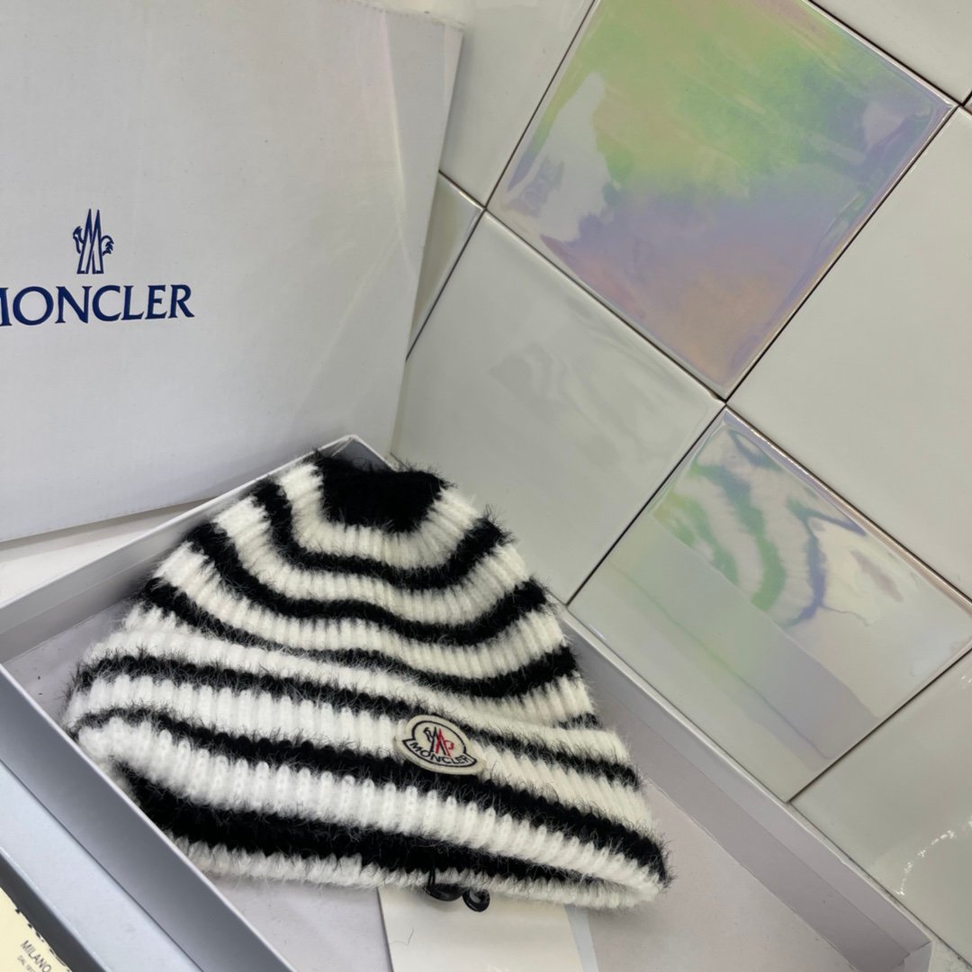 MCL Striped Wool Beanie Black/White - Hat - Image 7