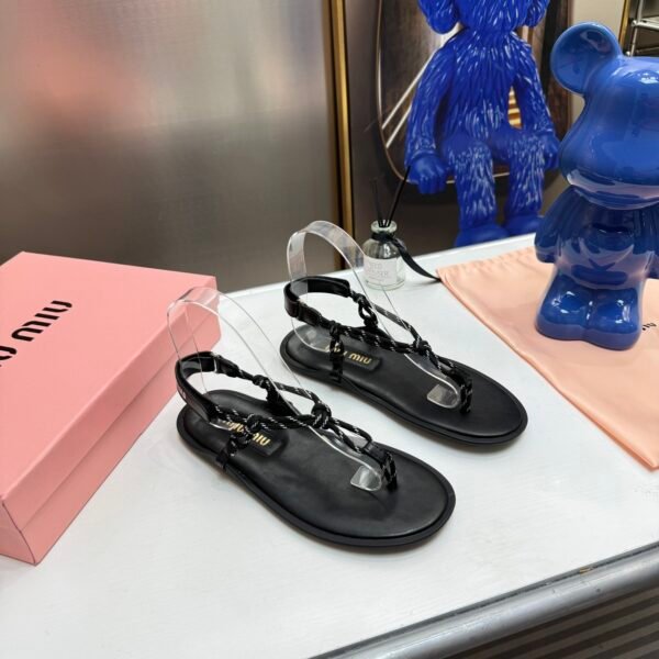 MIU Laced-Up Sandals Black - Sandals