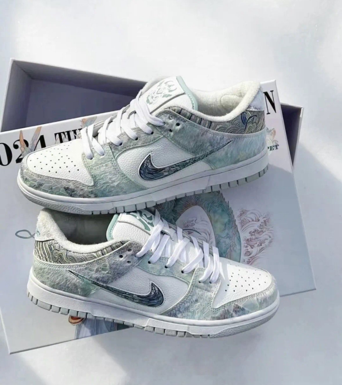 NK Dunk Low Chinese New Year White/Green - Sneakers
