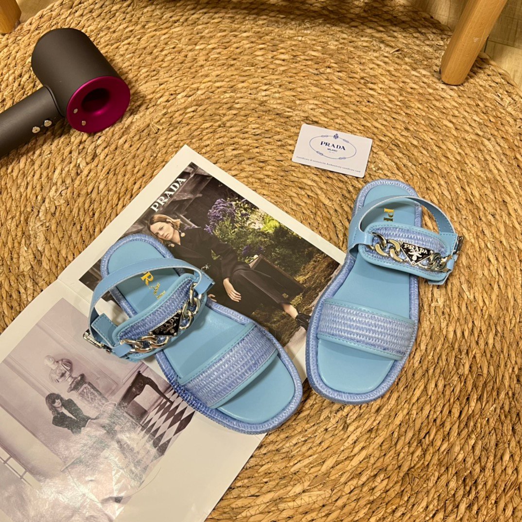 PR Raffia Sandals Blue - Sandals - Image 7