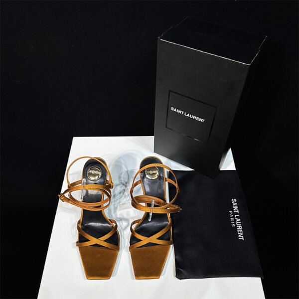 YSL Amber 105 Sandal Brown Satin - Heels