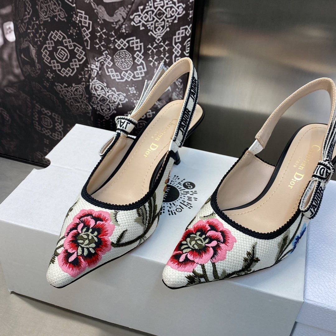 CD J'ACD Slingback Pump Embroidered Canvas - Heels - Image 4