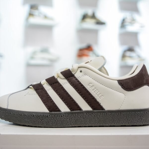 AD Gazelle White/Brown Leather - Sneakers