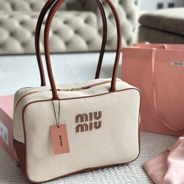MIU Bowling Bag Beige Canvas - Bag