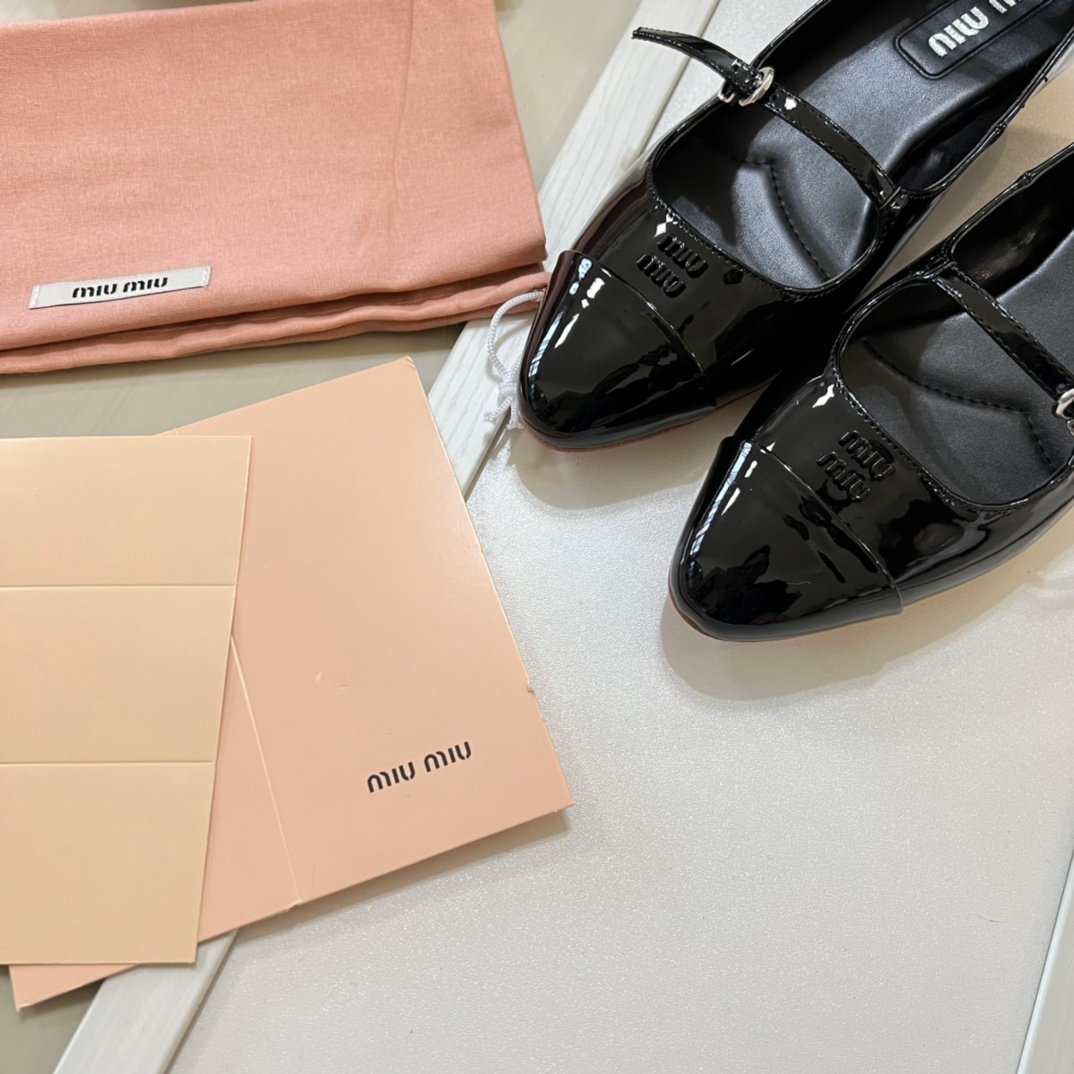 MIU Patent Leather Mary Jane Ballet Flats Black Patent Leather - Shoes - Image 5