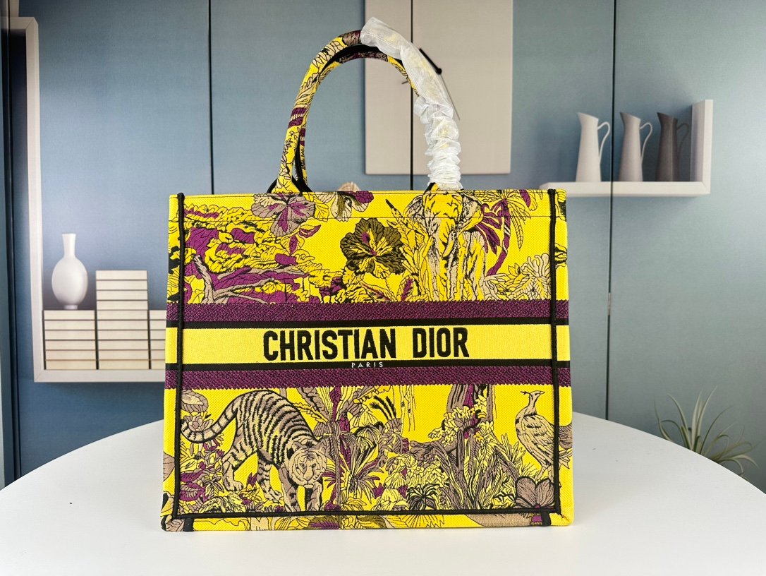 CD Book Tote Large Yellow Toile de Jouy - Bag