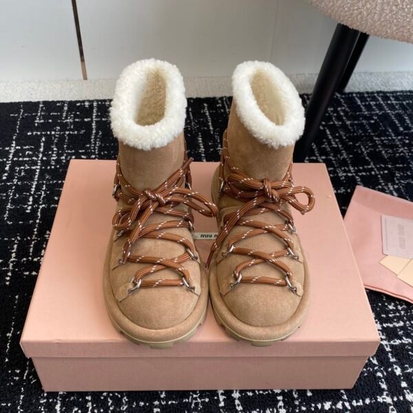 MIU Shearling-Lined Lace-Up Boots - Boots