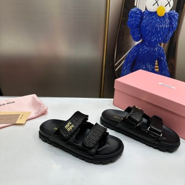 MIU Velcro Sandals Black - Sandals