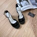 CC Patent Leather Ankle Strap Sandals Black – Heels