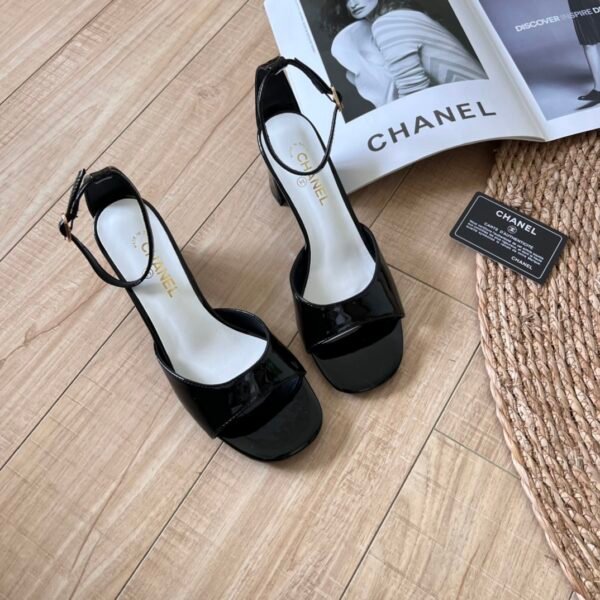 CC Patent Leather Ankle Strap Sandals Black - Heels