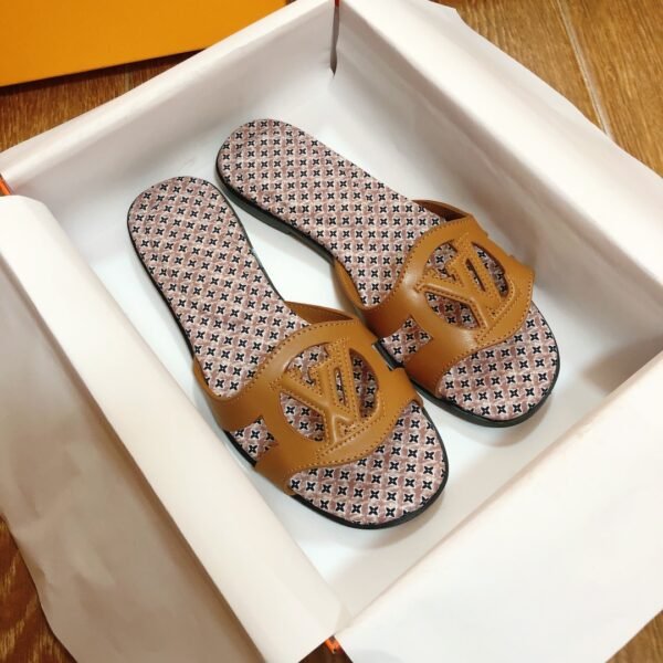 LV Paseo Flat Comfort Tan Leather - Slides