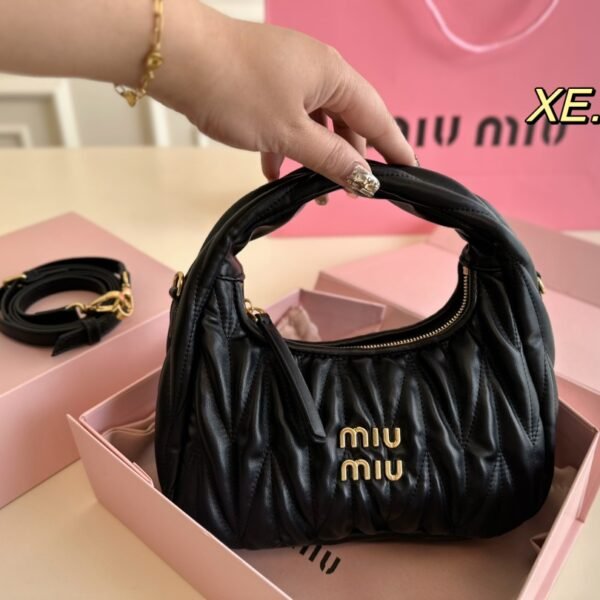 MIU Wander Matelassé Black Leather - Bag