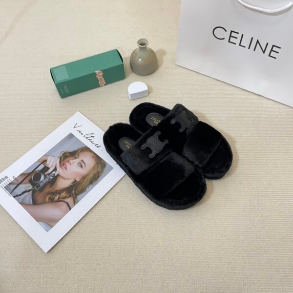 CEL Triomphe Shearling Slides - Slides